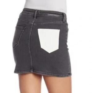 Current Elliott The 5 Pocket Mini Denim Skirt Black White Cotton Stretch Size 26